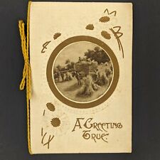 c1900s Christmas Greeting Card True Embossed Horse Bailing Hay Xmas New Year C25 picture