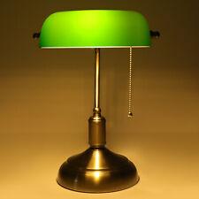 Traditional Glass Bankers Desk Lamp Retro Desk Shade Light w/ Pull Chain Switch picture