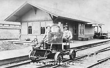 Railroad Train Station Depot Motor Car Highland Wisconsin WI - 8x10 Reprint picture