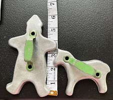 Two Vintage Metal Green handled Cookie Cutters , Clown, Horse picture