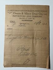 vintage OWENS & MINOR DRUG Co. 1921  RICHMOND Virginia Bill Head Invoice picture