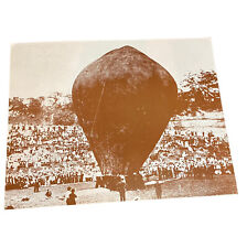 VTG Hot Air Balloon Sepia Tone Poster Photo Reprint Heavy Paper Festival Crowd picture