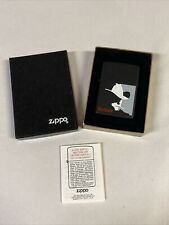1992 Zippo Marlboro Lighter In Box - Marlboro Man Silhouette Black Matte Design picture