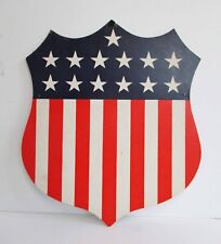 Vintage Fourth of July Patriotic Shield Shape Diecut Red White Blue 1940s picture
