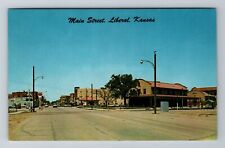 Liberal KS-Kansas, Main Street, Advertisement, Antique Vintage Souvenir Postcard picture