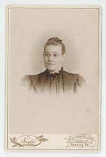 Antique Circa 1880s Cabinet Card Lovely Woman Wearing Glasses Saylor Reading, PA picture