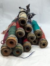 Lot Of 11 Antique Vintage Wooden Thread Bobbins Spools Spindles  picture