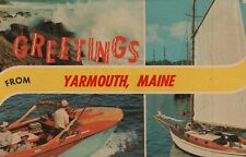  Vtg Postcard Greetings From Yarmouth Maine 1960's picture