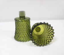 2 Home Interior Homco Green Diamond glass Votive Peg Candle Holders 3.75in picture