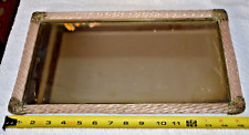 Vtg Murano Vanity Tray Glass Twisted Rope Rods Mirror w/ Filigree 1950s ITALY picture