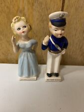 Rare Vintage 1950's Air Force Academy Kissing Cadet Girl Salt & Pepper Shakers picture