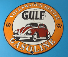 Vintage Gulf Gasoline Sign - Volkswagen Sign - Gas Pump Station Porcelain Sign picture