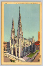 Postcard NY New York City St. Patrick's Cathedral Linen A13 picture