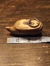 Antique Dutch Clog Shoe Tobacco Snuff Box Hand Carved 19th Century picture
