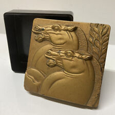 Vtg 30s Hickok USA Molded Bakelite/Catalin VALET BOX Black Gold Horses - AS IS picture