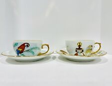 VTG 24K Hand Painted Demitasse Expresso 2 Cups 2 Saucers Brazil Signed picture