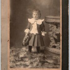 c1880s Ogden, Utah Handsome Little Boy / Girl Mullet Hair Cabinet Card Photo 2C picture