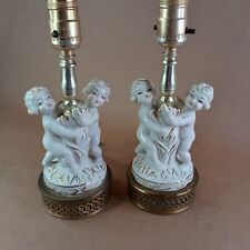 Pair of Vintage Lamps Ceramic Figurines On Metal Bases, Tested & Working picture