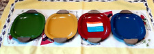RARE Mid Century Danish Style Metal Mini Tray w/Rosewood Handles-Set of 4 Colors picture