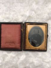 Eglestron 8 y/o Boy Leather Tin Type Small Photo Case Very Ornate Gold Frame picture