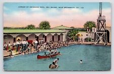 1940s Swimming Pool Band Kids Sea Island Beach Vtg Brunswick Georgia GA Postcard picture