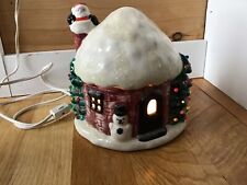 VTG Ceramic Lighted Frosted Snow Covered Christmas House picture