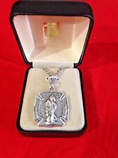 ST. FLORIAN FIREFIGHTER  MEDAL SILVER OXIDIZED Stainless Silver 24