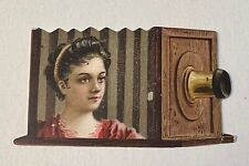 Vintage 1880’s Kinney Bros Novelties Cigarettes Trade Card Girl Box Camera E3 picture