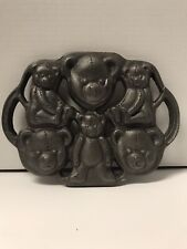 Vintage Cast Iron Mold Teddy Bears Animals Cookie Muffin Pan Cooking #3 picture