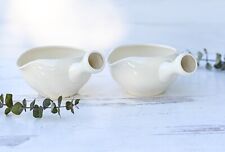 Handmade Ceramic White Matcha Cup with Spout and Handle picture