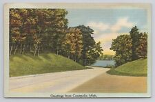 Greetings from Cassopolis Michigan Linen Postcard No 4141 picture