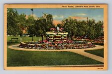 Lorain OH- Ohio, Floral Basket, Lakeview Park, Antique, Vintage c1944 Postcard picture