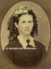 Vintage 1800's WOMAN WITH HAT ASHLAND OHIO EDWARDS STUDIO CDV CARD PHOTO N3I picture