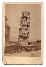 CIRCA 1870s CABINET CARD LEANING TOWER OF PISA MAN STANDING IN FRONT DETAILED picture