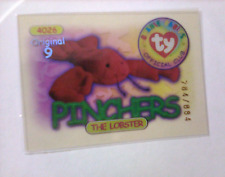 Beanie Baby CARD Original 9 SILVER TY PINCHERS LOBSTER BBOC #6 #/884 Series 1 98 picture