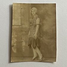 Antique RPPC Real Photograph Postcard Beautiful Young Woman Flapper Fox Stole picture
