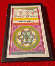 1940s Vintage Handpainted Tantra With Chakra Figure & Mantras Well Framed PR166 picture