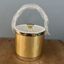 Vintage MCM Gold Culver Ice Bucket Gold Clear Lucite Handle and Lid New picture