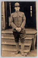 RPPC WW1 Handsome Soldier From Big Sandy MT In 52nd Co 13 Battalion Postcard Q26 picture