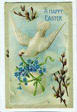 Vintage Postcard A Happy Easter B.W. White Bird with Egg 1 cent stamp error 1912 picture