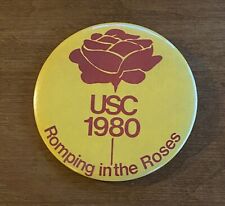 Vintage USC 1980 ROMPING IN THE ROSES Pinback Button RARE COLLECTIBLE  3-1/2” picture
