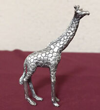 Vintage 800 Silver Giraffe Paperweight Sculpture Miniature Figurine picture