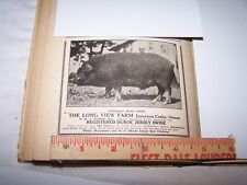 1918 EMERSON CRABS THE LONG VIEW FARM Print Ad ALEDO ILLINOIS Duroc Jersey Swine picture