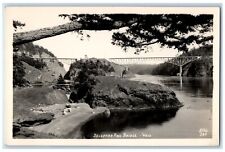 c1940's Deception Pass Bridge Washington WA Ellis Vintage RPPC Photo Postcard picture