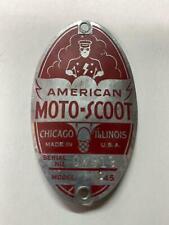 vintage bicycle AMERICAN MOTO-SCOOT Head BADGE tag Chicago, Illinois scooter picture