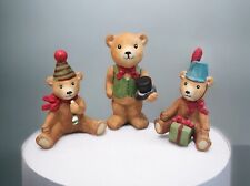 VTG SCHMID GORDON FRAZER Lot of 3  Ceramic Teddy Bear Figurines Present, Top Hat picture