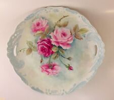 Vtg Ceramic Porcelain Plate Tray Hand Painted Floral Roses Signed Marcia H. picture