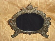 Victorian / Art Nouveau Cast Iron Kissing Cherubs Ornate Tabletop Easel Mirror picture