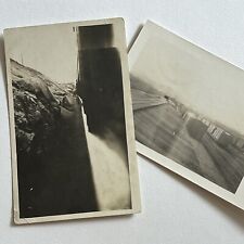 Antique RPPC Real Photograph Postcard Train Yard & From Train Window Abstract picture