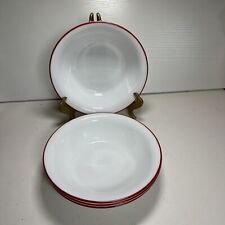 Corelle White w/ Red Rim CEREAL/Salad BOWLS 7